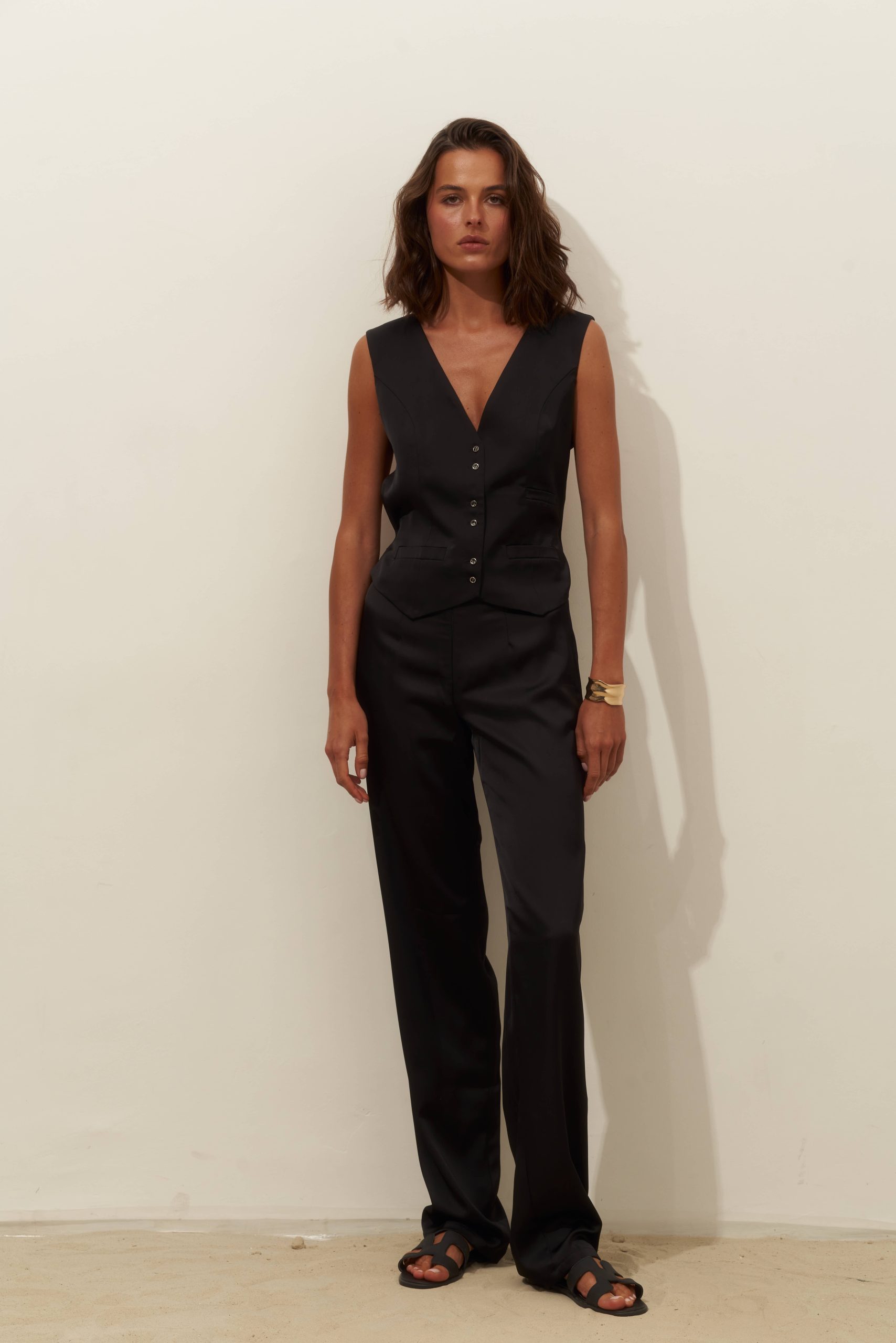 Chloe black satin pants