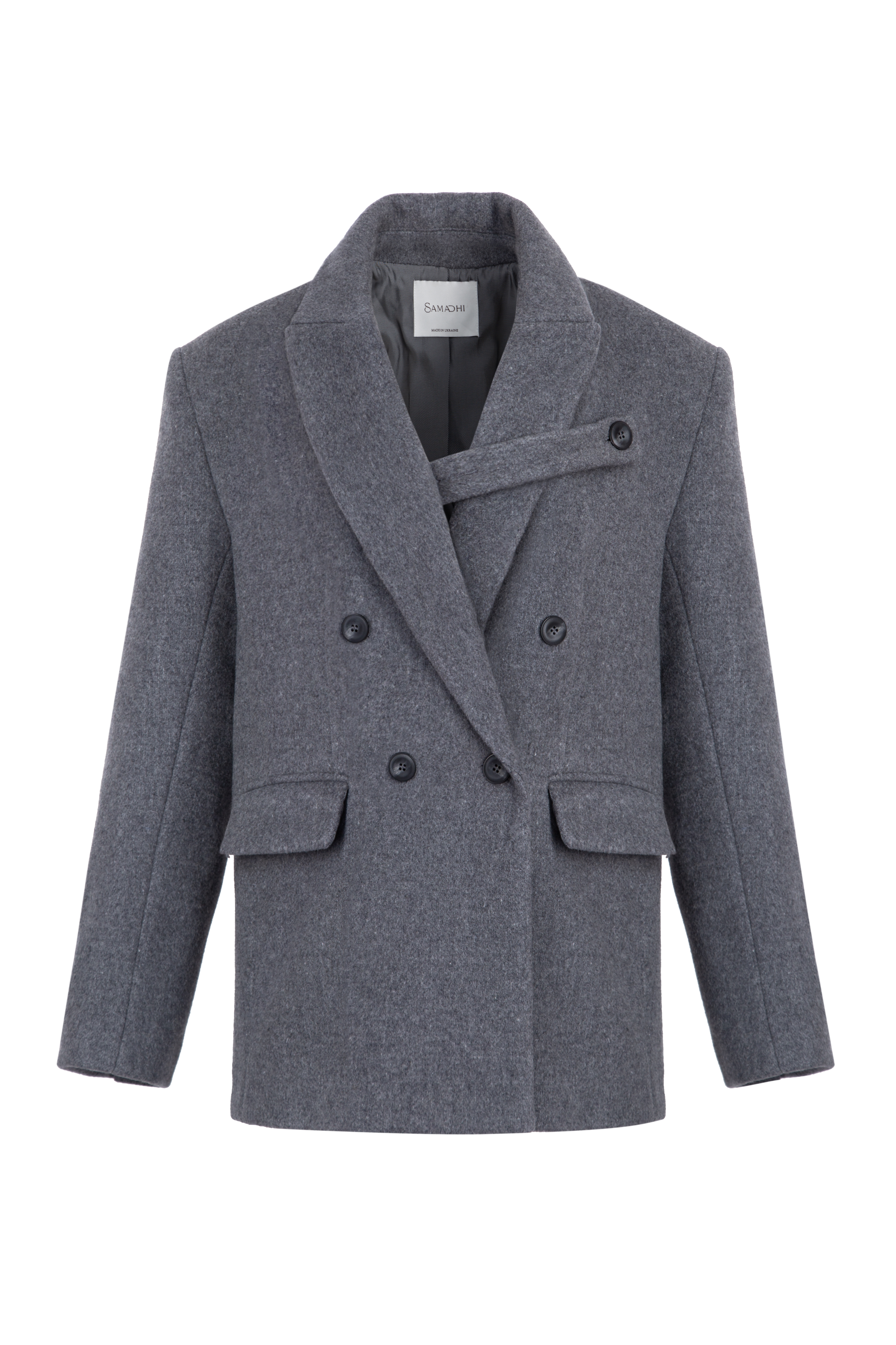 Oversized wool jacket coat in gray